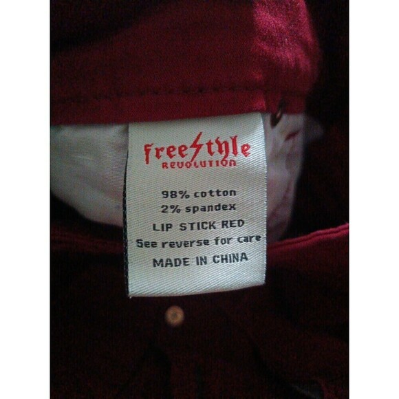 Freestyle Revolution Velveteen Pants Size 20 Low Rise Deep Red Straight Leg Vtg - Picture 4 of 11